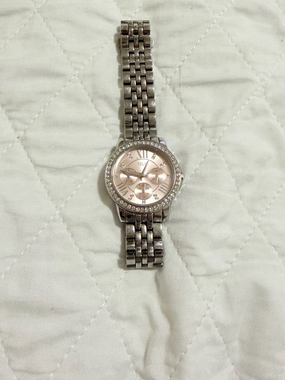 Women's Silver-tone Crystal Accent Watch - Silver Dial